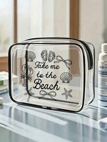 Túi đi biển chống thấm nước bằng PVC in chữ "Take Me To The Beach" trang trí vỏ sò và sao biển, túi đựng mỹ phẩm PVC, túi đựng đồ du lịch PVC có khóa kéo, túi đựng đồ vệ sinh cá nhân nhẹ, chống phai màu dành cho nam và nữ, hộp đựng trang điểm di động được TSA chấp thuận, dễ lau chùi, lý tưởng cho các bà mẹ, giáo viên, bạn bè, y tá, trường học, kỳ nghỉ, tựu trường, quà tặng Ngày của Mẹ, túi đựng đồ vệ sinh cá nhân cần thiết mùa hè, túi đựng đồ rửa mặt, túi trong suốt, túi chống thấm nước, túi đựng đồ tắm dung tích lớn, quà tặng Ngày của Mẹ, quà tặng giáo viên, đồ dùng cần thiết trên du thuyền, đồ dùng du lịch. - Nhiều màu - Xem 5