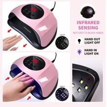 Lámpara de uñas LED UV, adecuada para esmalte de uñas en gel, secador de uñas rápido con sensor automático, 3 ajustes de temporizador, compacta y portátil, para uñas de manos y pies - Rosa - Ver 5