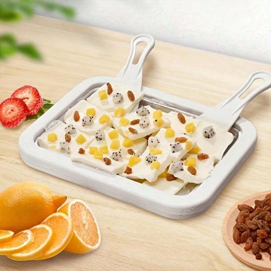 1 Bộ dụng cụ tự làm kem / 1 Máy làm sữa chua nhiều ngăn, Máy làm kem và kem que dùng tại nhà kèm 2 muỗng