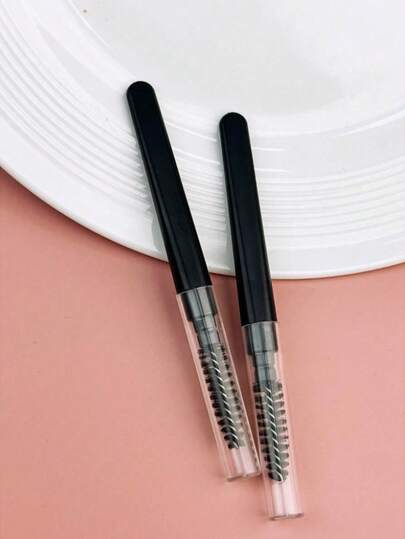 2 piezas Cepillo espiral portátil para cejas con tapa, peine de pestañas, pincel delineador de labios, pincel delineador fino, pincel de labios, mini cepillo y tapa antipolvo