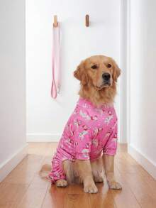 Dog Summer Shedding Hair Control Pajamas - Breathable High Stretch Full Coverage Pet Rompers, Summer Anti Licking & Bug Protective Jumpsuit For Medium Large Dogs, All Over Printing Dog Clothes - Cute Pink Dog Pattern - Multicolor - View 6