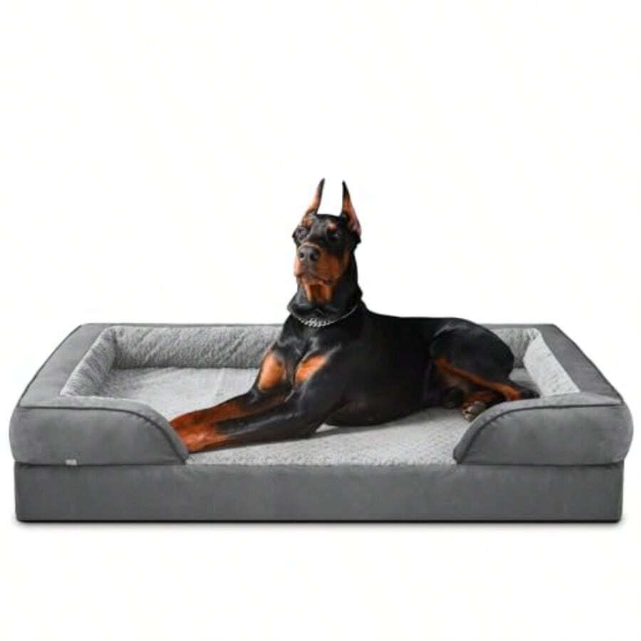 INVENHO Cama ortopédica para perros extra grandes sofá cama impermeable XXL para perros sofá cama de espuma para perros con funda extraíble lavable forro impermeable y parte inferior antideslizante - XXL 48 x 35 x 6,5 - Ver 1