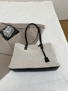 Túi xách in chữ tối giản, dung tích lớn, cá nhân hóa, kiểu dáng châu Âu và Mỹ, dùng cho các chuyến đi làm xuyên biên giới. Túi đeo vai hình thoi mới dành cho nữ. - màu đen - Xem 4