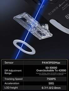 X8Ultra 无线鼠标，轻巧型 PAW3950 游戏三模式 8K DPI 鼠标 - 查看 6