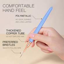 5支装专业美甲细节勾线笔套装，5支小型美甲设计技巧细线笔，7/9/11/15/20毫米短笔长美甲绘画笔 - 藍色 - 查看 3