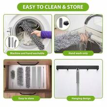 Bộ 8 chổi lau bụi có thể thu gọn, chiều dài thu gọn lên đến 112,2 inch, chổi lau bụi bằng sợi microfiber có thể giặt được, dùng để làm sạch quạt, trần nhà cao, mạng nhện, rèm cửa. - Màu xám - 112,2 inch - Xem 8
