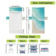 1pc Foldable Beach Chair Cover, Can Be Folded Into A Tote Bag, With Side Pockets For Glasses And Phone. Suitable For Beach Chair, Towel, Swimming Pool Lounge, Sunbathing, Convenient To Carry - Ocean's 8 - View 2