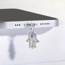 1个蓝色眼睛掌心挂饰防尘塞，兼容iOS Lightning和Type-C设备 - 藍色 - 查看 2