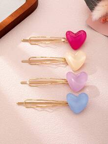 4个/套 心形休闲时尚多功能发夹 女士 - 彩色 - 查看 4