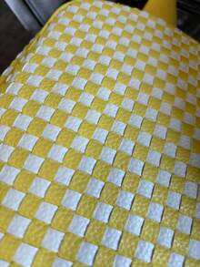 Wide Strap Small Woven Checkered Crossbody Bag For Womenl Cute PU Leather Purses Shoulder Handbags - Màu vàng - Xem 2