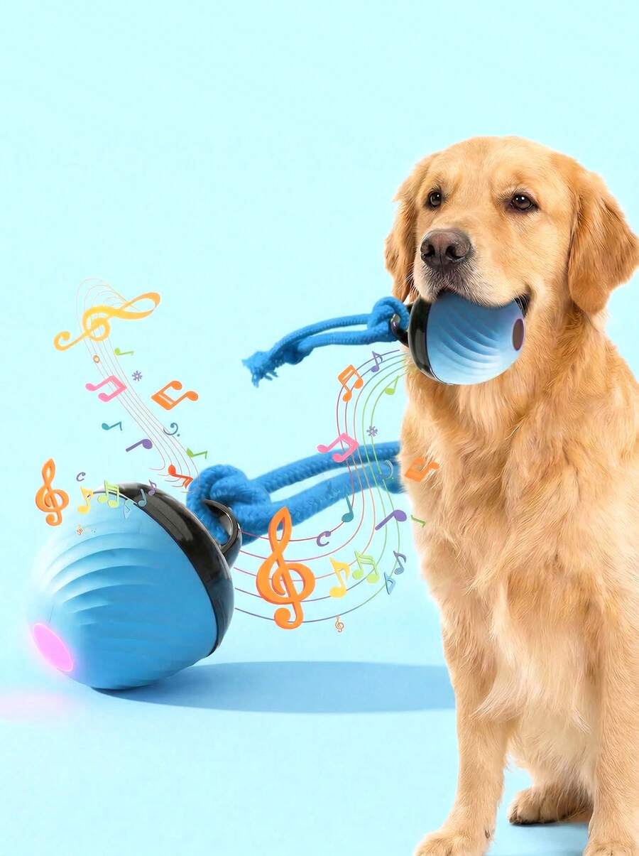 PETSIN 1. 互动智能狗狗球玩具，耐用耐咬玩具，适合活泼好动的狗狗，USB充电，系绳驱动的移动球模拟吠叫声，室内宠物滚动游戏，适合小型/中型犬，有助于缓解无聊并激发咀嚼兴趣