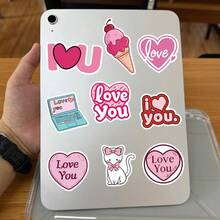 50pcs Heart Shaped Stickers For Decorating Phone Cases, Notebooks, Diaries, Planners, Guitars, Skateboards, Valentine's Day Gifts - Love - View 1