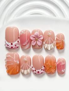 Bộ dụng cụ làm móng tay thủ công kiểu ngọt ngào 10 món, phụ kiện móng tay ngọc trai vàng, trang trí móng tay hình hoa 5 cánh thủ công, sơn móng tay màu hồng cam đỏ, làm móng nhẹ nhàng và tinh tế, bao gồm dụng cụ làm móng (1 miếng dán gel + 1 dũa móng), có 3 kích cỡ: vuông, vuông ngắn, hình hạnh nhân, phù hợp cho tiệc tùng, sử dụng hàng ngày, chụp ảnh, đi làm mùa xuân/hè. - Nhiều màu - Xem 4