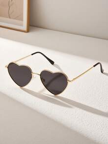 1 pieza Gafas de moda con marco pequeño en forma de corazón de estilo retro americano, elegantes para el estilo callejero, vacaciones, viajes al aire libre y playa - Multicolor - Ver 8