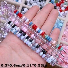 100pcs 3X6mm Transparent Shiny Abacus Glass Beads, Flat Round Spaced Bead For DIY Lucky Safety Buckle Beads Jewelry Making DIY Bracelet Necklace - Buckle - View 2