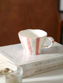 1pc Vintage Striped Ceramic Mug, Elegant Coffee Cup For Home Use, Suitable For Water, Milk, Oatmeal, Tea, Juice, Breakfast, Coffee, Beverages, Applicable For Cafe, Home, Restaurant, Party, Office, Father's Day, Mother's Day, Gift For Friends, Boyfriend/Girlfriend, Family, Teachers, Coworkers, Halloween, Christmas - Multicolor - View 14
