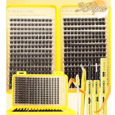 384/480/544 Pcs D-Curl Individual Eyelashes With Bond And Seal, Tweezers, Mascara Wands. Fluffy Lashes, Manga Lashes, And Wheat Ear Mixed-Style Fake Lashes Book. Beginner-Friendly False Lashes Kit Includes Lash Glue, Brush, And Lash Clip. Easy To Use And Durable Diy Segmented Lashes For Various Eye Makeup Looks. Diy At Home, Reusable, Realistic, Soft, And Natural-Looking Segmented Eyelashes. Suitable For Daily Wear, Weddings, Cosplay, Night Parties, And Photography. Perfect For Diy Eye Makeup.