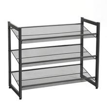 SONGMICS 3-Tier Shoe Rack Storage, Adjustable Metal Mesh Shoe Rack Organizer Stand, Flat Or Angled Stackable Shoe Rack Shelf For 9-12 Pairs, For High Heels, Sneakers, Closet, Entryway, Bronze - màu đen - Xem 1