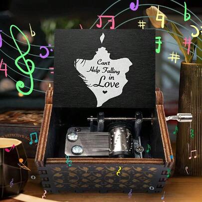 1PCS Vintage Wooden Hand Cranked Music Box, Engraved With Pattern And Playing The Melody Of The Soul - YOU ARE MY SUNSHINE, Retro Engraved Melody Box, Gift For Christmas Birthday Wedding, Home Decoration Ornament