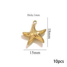 Bộ 10 mặt dây chuyền hình động vật và đại dương bằng thép không gỉ 304 mạ vàng 18K, gồm sao biển/vỏ sò/rùa/voi/cú, dùng để tự làm vòng cổ, vòng tay và trang sức. Không gây dị ứng và chống gỉ. - mặt dây chuyền - Xem 22