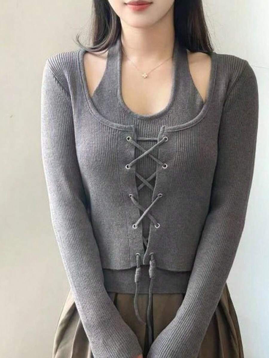 Women Lightweight Cardigans - Grey - View 1