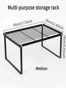 1pc Carbon Steel Countertop Storage Rack - Foldable Wardrobe Organizer, Polished Surface, Space-Saving, Suitable For Kitchen, Dining Room, Bar, Kitchen Tools And Small Items, Minimalist Design, Sturdy Structure, Fits Kitchen Cabinet, Practical Storage Rack - M - View 7