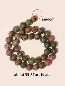 1串天然绿帘石珠子，宝石圆形散珠，适用于珠宝制作，尺寸：4、6、8、10毫米 - 彩色 - 查看 10