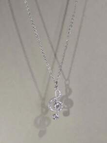 2026 新款 | 畅销款 | 女士银色高音谱号水钻音符项链：专为女性设计，采用优雅的银色链条，打造精致迷人的外观。 - 音符 - 查看 3