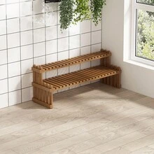 Wooden Ladder Plant Stand, Rectangular Multi-Tier Flower Pot Rack With Garden Storage Box, Indoor Decorative Succulent Plant Holder - A - View 2
