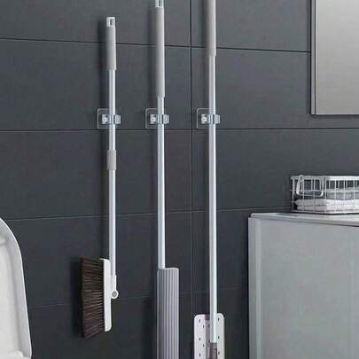 4/3/2/1件套拖把挂钩，拖把架，无需钻孔，浴室、厨房壁挂式收纳架，采用耐用不锈钢材质，防锈防腐蚀