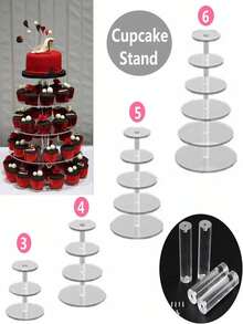 Transparent Acrylic Round Cupcake Stand, Wedding Cupcake Tower Rack, Dessert Table Cupcake Display Stand, Multi-Tier Cupcake Holder For Birthday Party - Clear - View 5