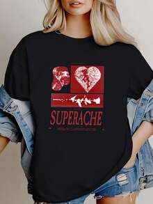 Women T-Shirt Print Superache Graphic Shirt,  Music GRAY Vintage Superache Album Shirt, Fan Gift Unisex Tee Crewneck Sweatshirt - 黑色 - 查看 6