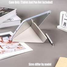 Y-Fold High-Transparency Acrylic Tablet Case.Cool Light Blue Polka Dot Y-Fold Clear Acrylic Case - School Student Tablet Cover With Pencil Slot.Y-Shaped Foldable Transparent Acrylic Tablet Case With Pencil Slot, Stable Stand And Shockproof Design. High Transparency, Durable Print.Compatible Models Mini4/5 - Blue Gray Dots - View 4