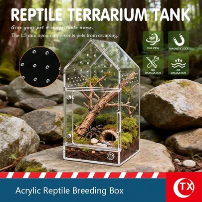 Acrylic Spider Enclosure Terrarium Tank, Clear Tarantula Habitat Box, Jumping Spider Breeding Cage, Transparent Display Case For Figurines, Mini Terrarium Decor, Desktop Ornament Display Box