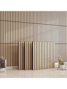 3D木纹纹理自粘泡沫壁纸，竖条纹墙板，易于安装和移除，适用于客厅、办公室、卧室等家居装饰 - 格柵木紋 - 查看 11