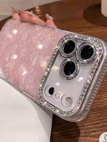 适用于 17 Pro Max/17 Pro/17 Air/17/16 Pro Max/16/16 Pro/16 Plus/15/15 Pro Max/15 Pro/15 Plus/11/12/13/14 Pro Max/11 Pro/11 Pro Max/12 Pro/12 Pro Max/13 Pro/13 Pro Max/7 Plus/14 Pro/14 Pro Max/14 Plus 的奢华水钻粉色爱心手机壳，亚克力硬壳，简约创意 - 粉紅色-鐳射愛心 - 查看 3