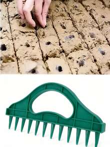 Plantador manual de 12 agujeros, de plástico duradero e impermeable, adecuado para verduras y flores, herramienta de siembra de jardín con mango ergonómico - A-verde - Ver 4