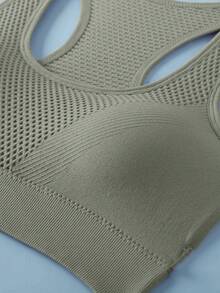 Sujetador deportivo para mujer, top corto con espalda de tirantes para yoga, fitness y running - Gris Claro - Ver 3