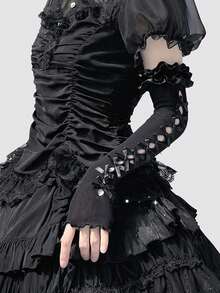 Millennium Y2K Japanese Style Double-Layer Satin Lolita Sheer Sun Protection Arm Sleeves - Multicolor - View 3