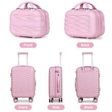 4pcs ABS Hard Shell Luggage Set Lightweight Carry-On Travel Trolley Suitcase With 360° Spinner Wheels - Pink - View 5