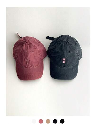 Soft Crown Plain Letter Embroidery Baseball Cap, Unisex New Spring/Summer Couple Style, American Casual Snapback Hat, Designer Model, Large Head Circumference, Gray Retro Small Face Visor Cap, Versatile Sun Protection Baseball Hat