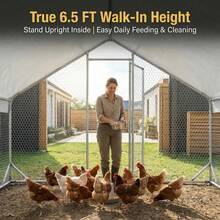 Chicken Coops Large Metal Chicken Run For  Chickens Poultry Cage With Waterproof Cover For Duck Walk-In Chicken Pen For Yard - 銀色 - 查看 8
