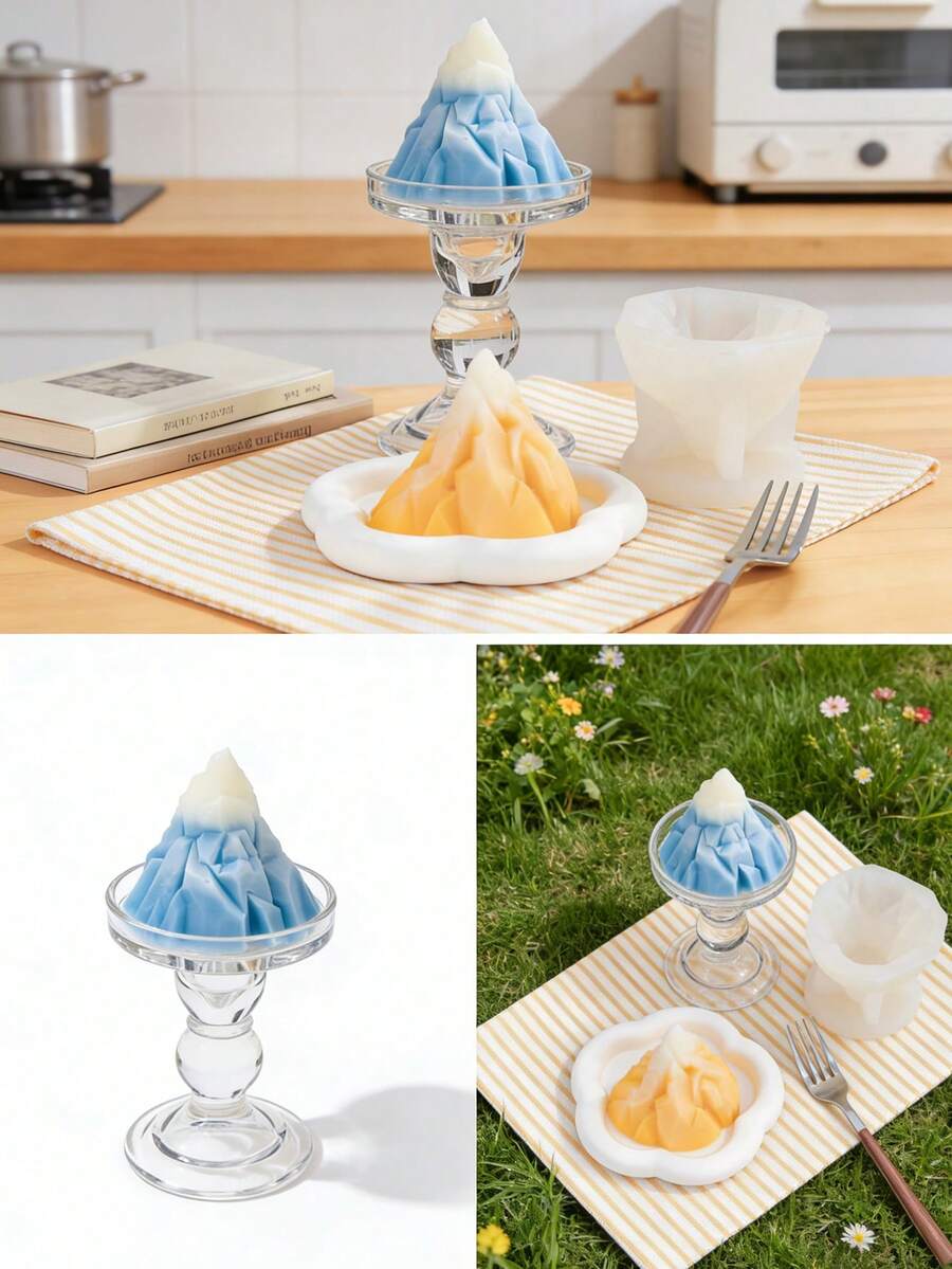 1pc Iceberg Shaped Mold, Professional Baking & Handmade Silicone Mold Suitable For Chocolate, Soap, Candle, Gypsum, DIY Wedding, Birthday, Valentine's Day Decor - Easy Demold, Natural Texture Design, High-Quality Material, Best Choice For Christmas, Perfect For Thanksgiving - Clear - View 1