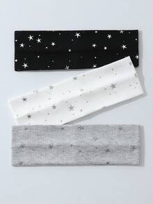 1-3件組女款柔軟防滑星星印花髮箍，彈性瑜伽運動髮飾，適合日常穿著、夏季海灘 - 彩色 - 查看 17