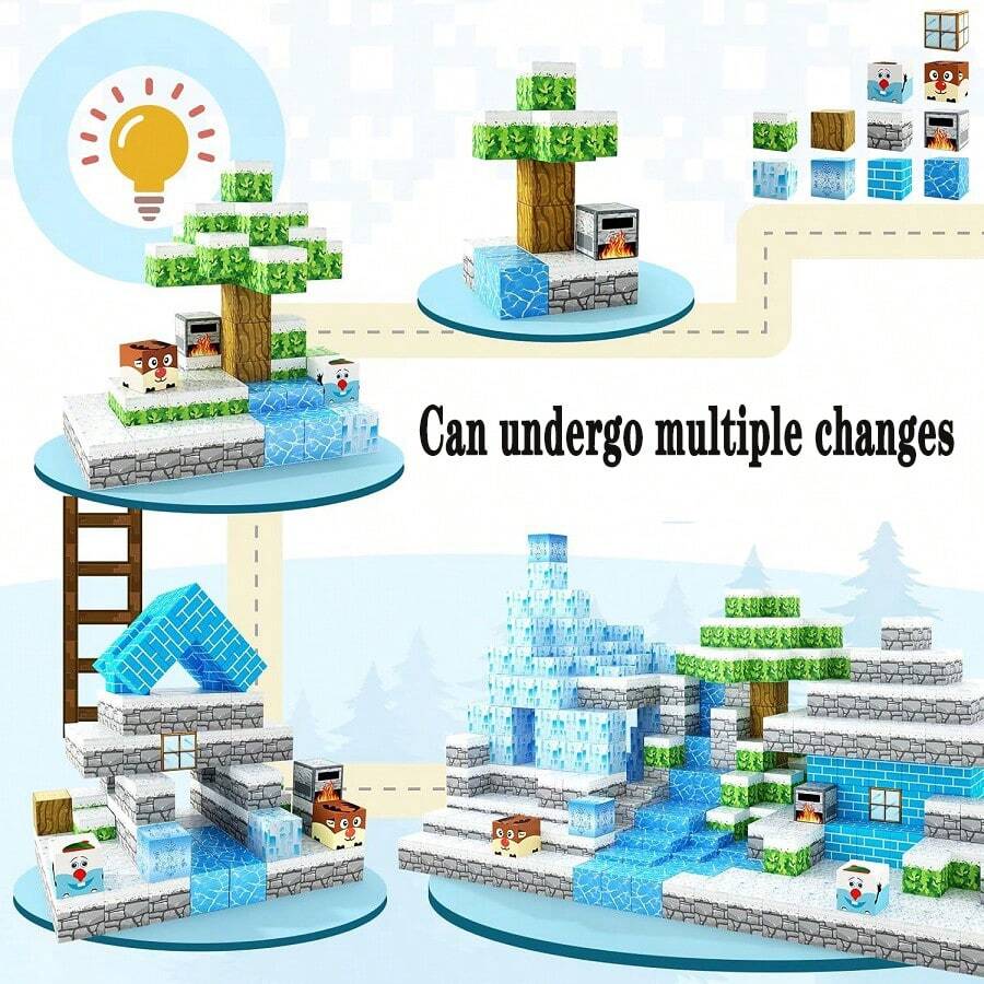 384/680pcs Magnetic Building Blocks STEM Sensory Toy Magnetic Construction Toy Magnetic Blocks World Ice And Snow Magnetic Series Building Blocks Toy Set STEM Education Sensory Training STEM Magnetic Blocks Sensory Toy Halloween Birthday Gift