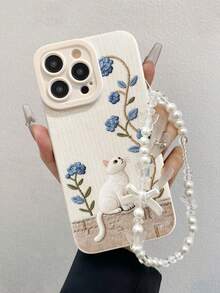 花卉小猫图案米色镂空手镯式创意防震手机壳，兼容 17/17Pro/17ProMax/16/11/16Pro/16Plus/16ProMax/16E/15ProMax/13/14/12/XS/XR/7G/8P、Galaxy S26/S26Plus/S26 Ultra、S25/S25Plus/S25 Ultra/A16/A36/A26/A56/A50/A12/A32/A52/A72/A51/A21S/A13/A14/S24/S24Plus/S24Ultra/S20/S23/S22/A53/S20FE/S21，国际版，非国内版 - 彩色 - 查看 3