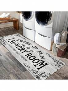 Laundry Room - Farmhouse Style, Non-, Washable, Polyester Flannel With Loads Of Laundry, Laundry Room Rules Design Kitchen, Bathroom, Hallway, And Entryway Decor, Laundry Room Decor And Accessories - White - View 5