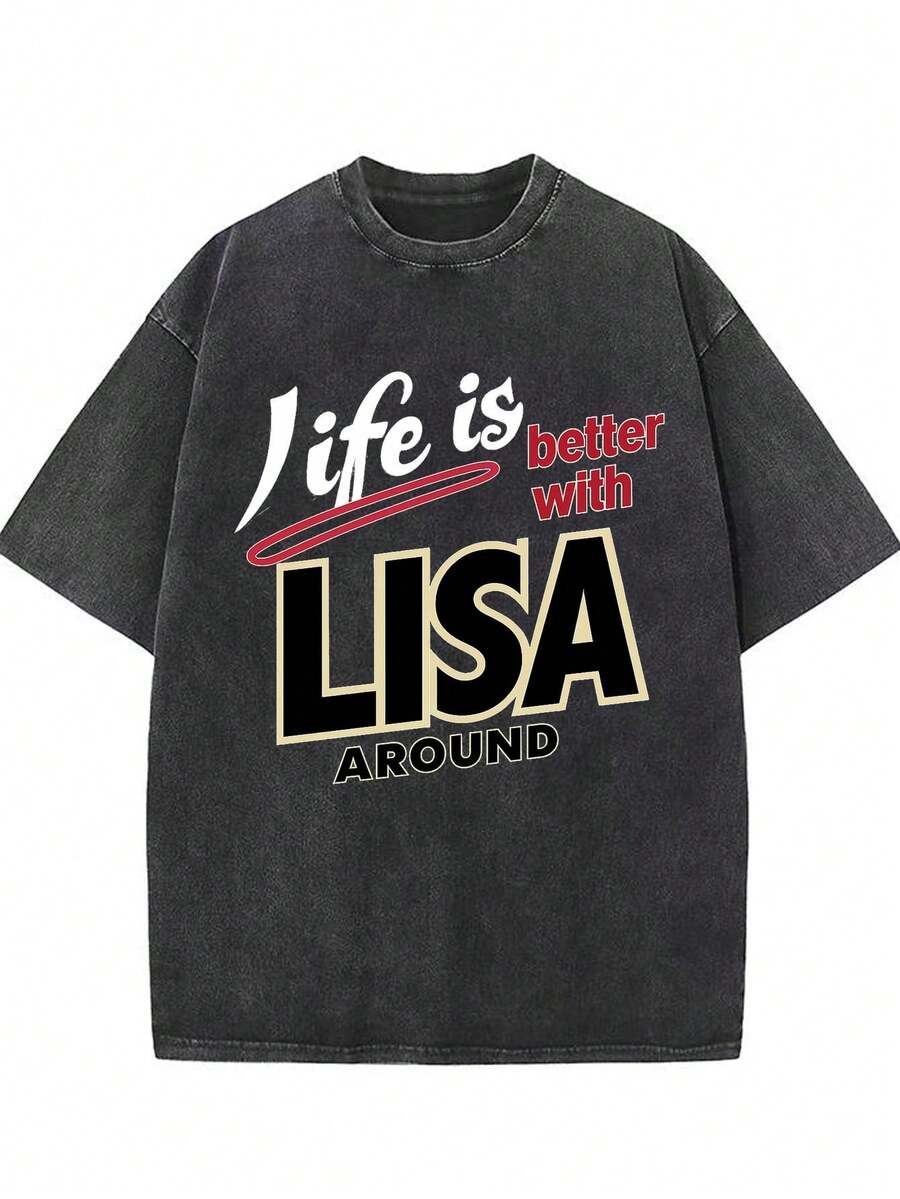 Summer Outfits: New  Versatile Washed Vintage T-Shirts For Men In European And American Styles, Made Of Pure Cotton 230g For Comfortable Wear, With Unique Printed Designs, Christmas T-Shirts, Vacation Outfits For Women, Button-Up Vacation Outfits For Men, Manfinity WIOR - màu đen - Xem 1