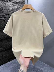 GRDR Men's Fashionable Printed Loose Short Sleeve T-Shirt | Exquisite Design | Summer Essential | Easy To Match | Showcase Your Style - Apricot - View 3