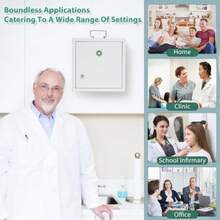 KYODOLED - clóset médico con bloqueo caja de bloqueo de medicamentos con llave gabinete médico de montaje en pared para almacenamiento  de medicamentos 10 x 4.7 x 10 pulgadas blanco - blanco - Ver 7